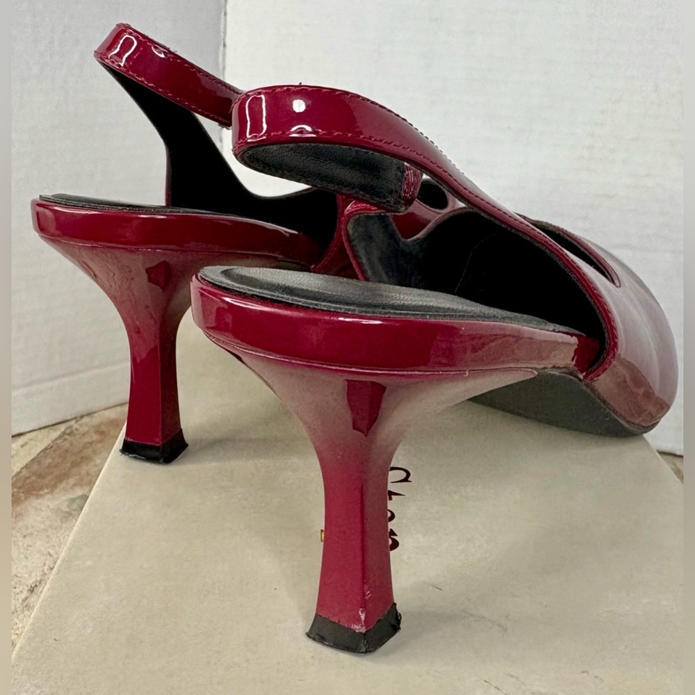 Women’s Susanny Pointed Toe Slingback Kitten Heel Pumps - Burgundy - size 10.5 - Picture 8 of 15